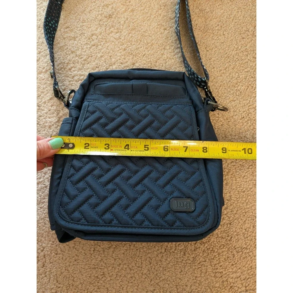 Lug Canter 2 Quilted Crossbody Bag Navy Blue Polka Dot Strap